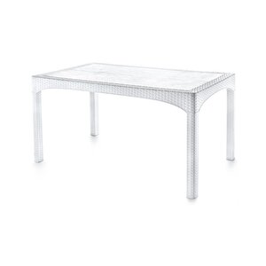 Sy-2587 Beyaz Rattan Dikdörtgen Kapalı Masa 44177