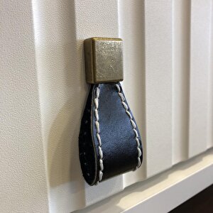 Deri Düğme Kulp Antik Siyah (2 Adet)