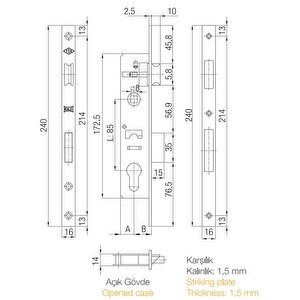 153p Pvc Kapı Kilidi 35mm Gövde