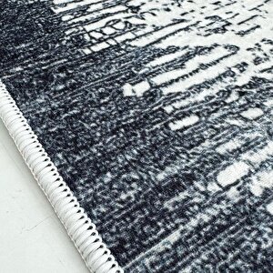 Zebra Çizgi Desenli Modern Abstrak Tasarımlı Halı Kaymaz Taban Makinada Yıkanabilir Siyah Beyaz Renkli Kaymaz Taban Halı