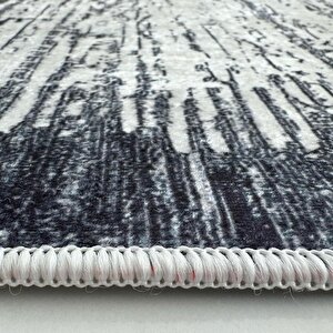 Zebra Çizgi Desenli Modern Abstrak Tasarımlı Halı Kaymaz Taban Makinada Yıkanabilir Siyah Beyaz Renkli Kaymaz Taban Halı