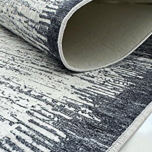 Zebra Çizgi Desenli Modern Abstrak Tasarımlı Halı Kaymaz Taban Makinada Yıkanabilir Siyah Beyaz Renkli Kaymaz Taban Halı 80x700 cm