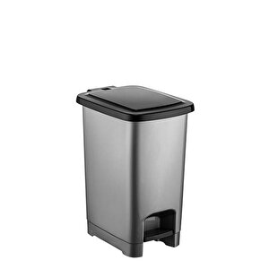 Sy4280 10 Lt Slim Pedallı Gri Plastik Çöp Kova Siyah Kapak