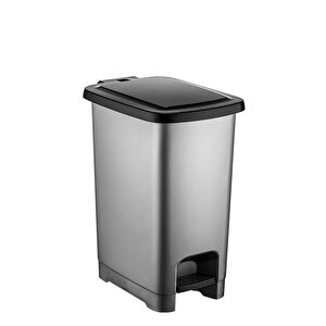 Sy4281 15 Lt Slim Pedallı Gri Plastik Çöp Kova Siyah Kapak