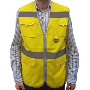 Formteks İşçi Çok Cepli Reflektörlü Alet Yeleği Sarı 3XL