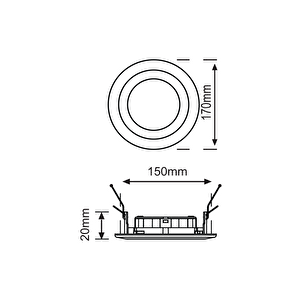 Hl-3012 12 Watt Sıva Altı Yuvarlak Led Panel - 12w Panel Gün Işığı