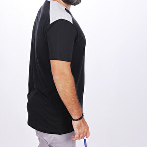 Formteks V Yaka Omuz Garnili Tshirt Siyah-gri L
