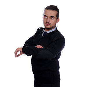 Formteks Güvenlik Kazak  V Yaka Siyah XL