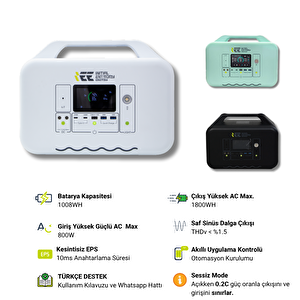 1008wh Taşınabilir Güç Kaynağı %99.99 Mppt Bms Çoklu Koruma Kablosuz Şarj - Singo1000 Beyaz Beyaz