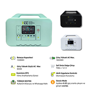 1008wh Taşınabilir Güç Kaynağı %99.99 Mppt Bms Çoklu Koruma Kablosuz Şarj - Singo1000 Turkuaz Turkuaz