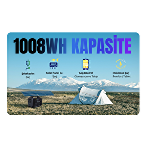 1008wh Taşınabilir Güç Kaynağı %99.99 Mppt Bms Çoklu Koruma Kablosuz Şarj - Singo1000 Siyah