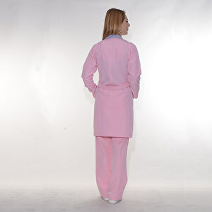 Formteks Bayan Temizlik Önlük Pembe Çizgi Garnili M