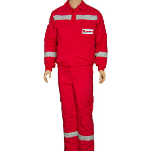 Formteks İşçi Takımı Kırmızı Kapitoneli 2XL