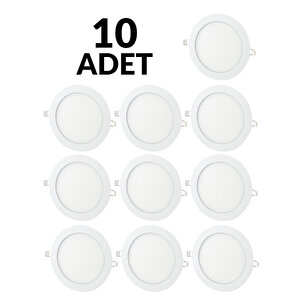 10'lu 6 Watt Sıva Altı Yuvarlak Led Panel - 10 Adet Gün Işığı