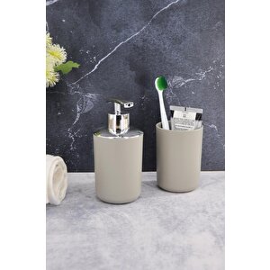 Diş Fırçalık Ve Sıvı Sabunluk 2'li Set Bej