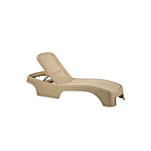 Royal Krem Elit Rattan Hasır Desenli Şezlong