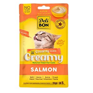 Kedi Ödül Maması - Creamy - Somonlu - 15 Gr 5'li - Delibon