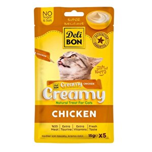 Kedi Ödül Maması - Creamy - Tavuklu - 15 Gr 5'li - Delibon