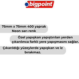 | Yapışkanlı Super Sticky Küp 75x75mm Neon Sarı 400 Yaprak – İz Bırakmaz
