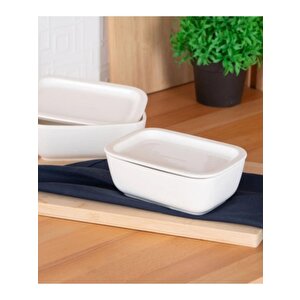Bianco Perla Tekli Kapaklı Porselen Fırın Kabı Kahvaltılık Kase 17 Cm Sct-05428