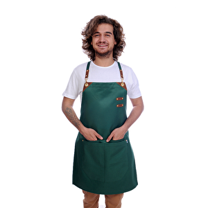 Formteks Deri Takviyeli Boydan Önlük Yeşil-kahve Derili