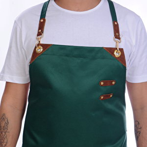 Formteks Deri Takviyeli Boydan Önlük Yeşil-kahve Derili