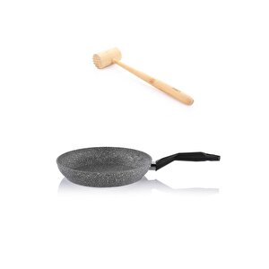 Granit Tava 24 Cm Ve Bambu Et Tokmağı