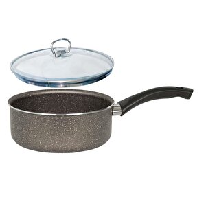 Granit Kaçerola 18 Cm Sosluk Cam Kapaklı