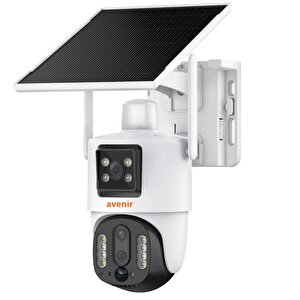 Av-m13 Solar Panelli Kamera Güneş Enerjili, Sım Kartlı 4g 6mp Çift Lensli 12x Optil Zoomlu