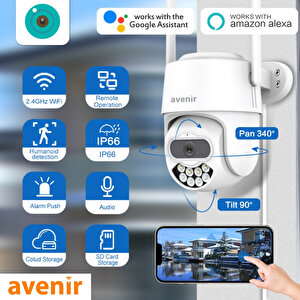 Av-s305 Gece Görüşlü Ptz 360° Hareketli Wifi Akıllı Kamera Dış Ortam Ptz Ip Kamera