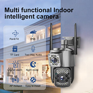 Av-m07w 2 Kameralı Wifi Sesli 4mp Full Hd Uygulama Kontrollü Sesli Su Geçirmez Kamera