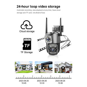 Av-m07w 2 Kameralı Wifi Sesli 4mp Full Hd Uygulama Kontrollü Sesli Su Geçirmez Kamera