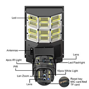 Avenir Av-sl400x 10x Zoom 4g Sim Kartlı Solar Güneş Enerjili Sokak Lambası Çift Lensli Kamera