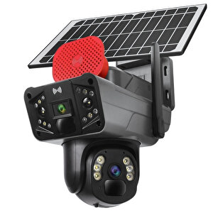 Av-s427 Solar Panelli, Güneş Enerjili, Sım Kartlı 4g, 6mp Çift Lensli Ptz Güvenlik Kamerası