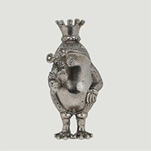 Metal Sılver Kral Kurbağa 11*13*28 Cm
