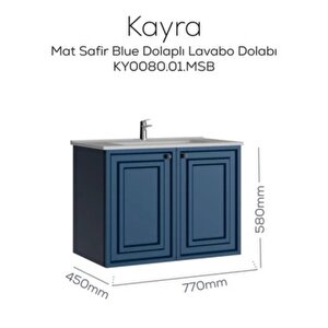 Kayra Lavabo Dolabı Kapaklı Mat Safire Blue