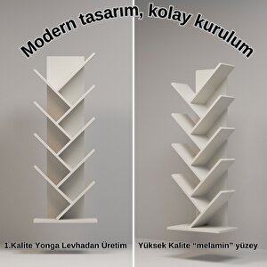 Vi̇esmo Cross Dekoratif Çapraz Sekiz Bölmeli Kitaplık (beyaz)