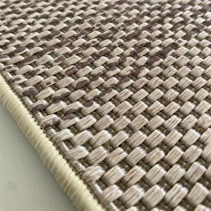 Hasır Dokuma Jüt Taban Baklava Desenli Kahve Bej Renkli Halı 120x150 cm