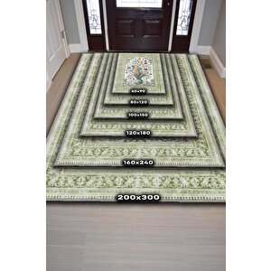 Homshtag Art Deco Tomurcuk Çiçeği Vintage Halı Görünümlü Baskı Renkli Halı Rustik Çiçekli Halı