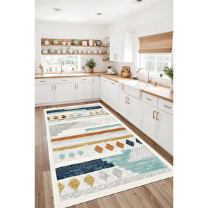 Dijital Kaymaz Yıkanabilir Modern Renkli Mutfak Halısı Salon Halısı Yolluk 180x300 cm