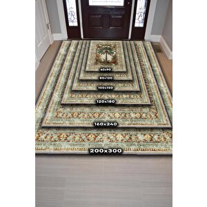 Homshtag Art Deco Palmiye Ağacı Vintage Halı Görünümlü Dijital Baskı Renkli Halı,rustik Çiçekli Halı