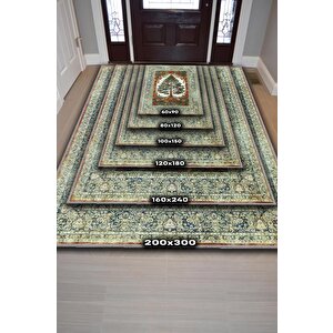 Homshtag Art Deco Çam Ağacı Vintage Halı Görünümlü Dijital Baskı Renkli Halı,rustik Çiçekli Halı