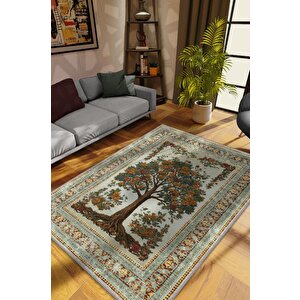 Art Deco Meşe Ağacı Vintage Halı Görünümlü Dijital Baskı Renkli Halı,rustik Çiçekli Halı 160x240 cm
