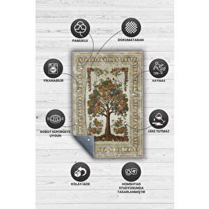 Homshtag Art Deco Meşe Ağacı Vintage Halı Görünümlü Dijital Baskı Renkli Halı,rustik Çiçekli Halı