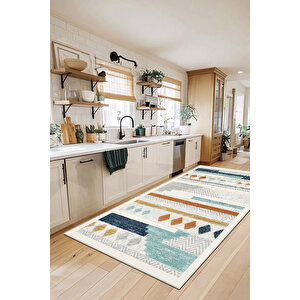 Dijital Kaymaz Yıkanabilir Modern Renkli Mutfak Halısı Salon Halısı Yolluk
