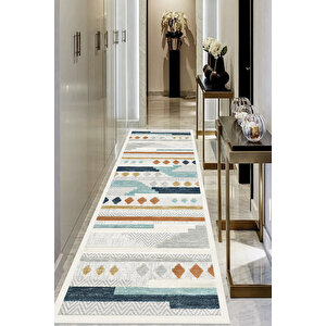 Dijital Kaymaz Yıkanabilir Modern Renkli Mutfak Halısı Salon Halısı Yolluk 80x300 cm