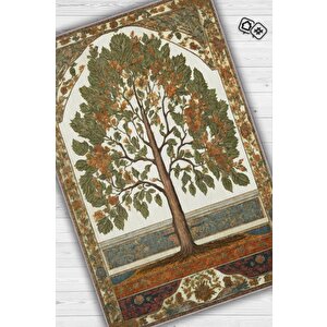 Art Deco Kavak Ağacı Vintage Halı Görünümlü Dijital Baskı Renkli Halı,rustik Çiçekli Halı 80x120 cm