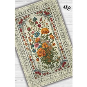 Art Deco Kır Çiçeği Vintage Halı Görünümlü Dijital Baskı Renkli Halı Rustik Çiçekli Halı 120x180 cm