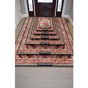 Homshtag Art Deco Erguvan Çiçeği Vintage Halı Görünümlü Dijital Baskı Pembe Halı,rustik Çiçekli Halı