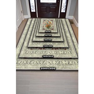 Homshtag Art Deco Kır Çiçeği Vintage Halı Görünümlü Dijital Baskı Renkli Halı Rustik Çiçekli Halı